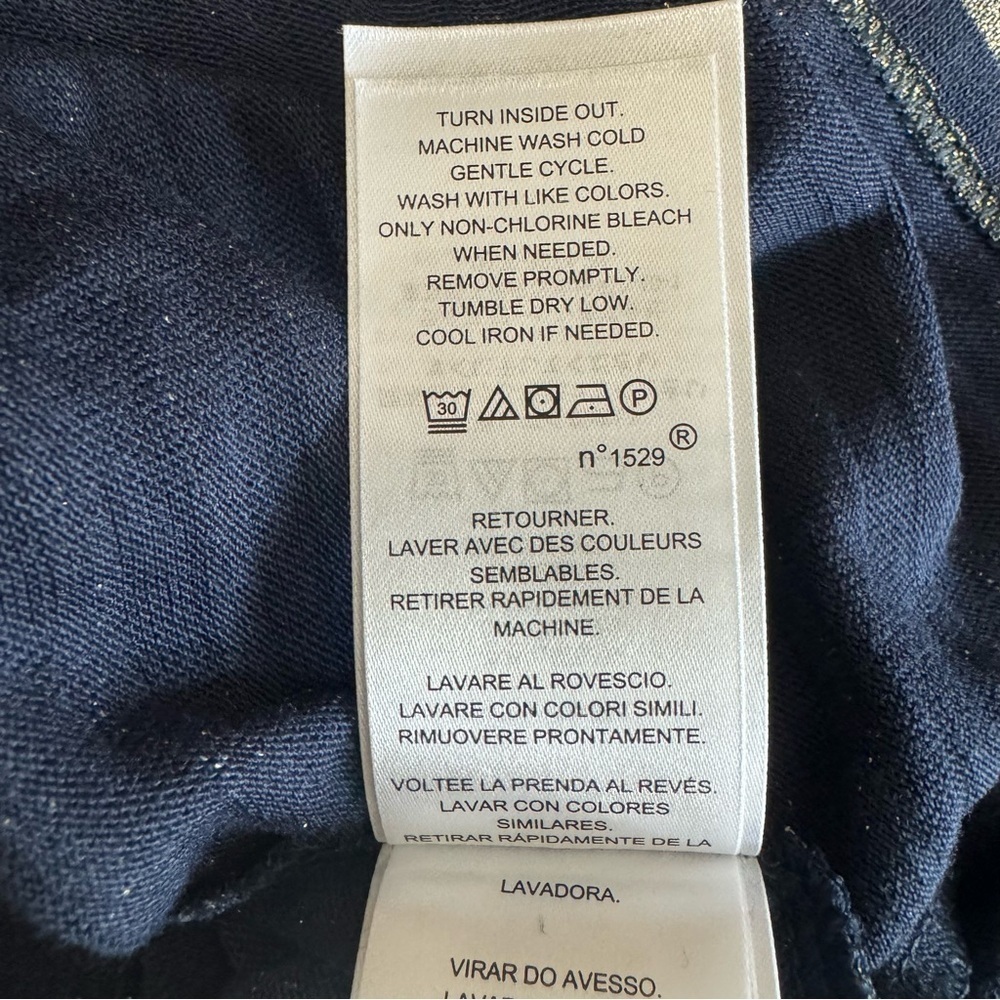 Lauren Ralph Lauren Black Label Navy Metallic Gold Striped Top Size PM/M NWT - Picture 9 of 10